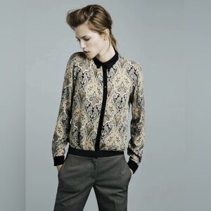 Zara Woman Paisley Print Button-Up Shirt | Long Sleeve